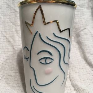 Starbucks 2017 Anniversary Gold Crown Siren Ceramic Mug with Lid